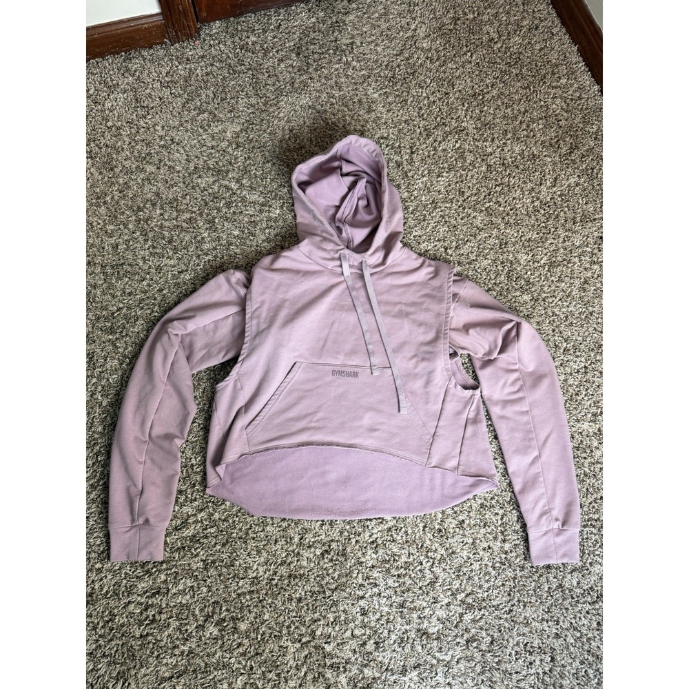 Gymshark Women's Purple Long Sleeve‎  Hoodie Hooded Crop Sweatshirt Top Small
